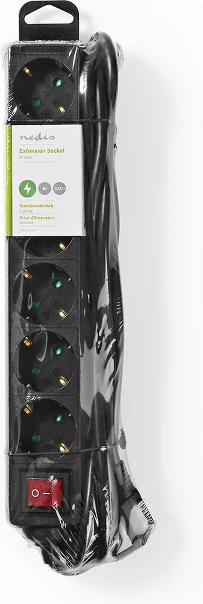 Nedis 6-voudige Stekkerdoos 3680W - 3m - Zwart - afbeelding 5 van 6