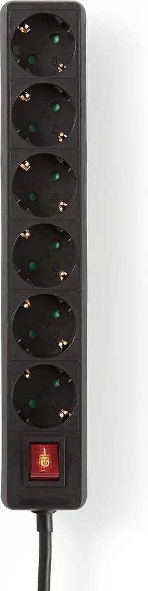 Nedis 6-voudige Stekkerdoos 3680W - 3m - Zwart - afbeelding 2 van 6
