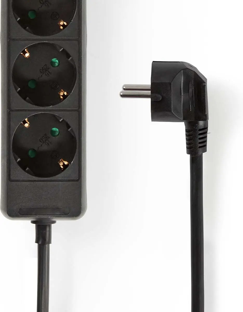 Nedis 6-voudige Stekkerdoos 3680W - 3m - Zwart - afbeelding 3 van 6