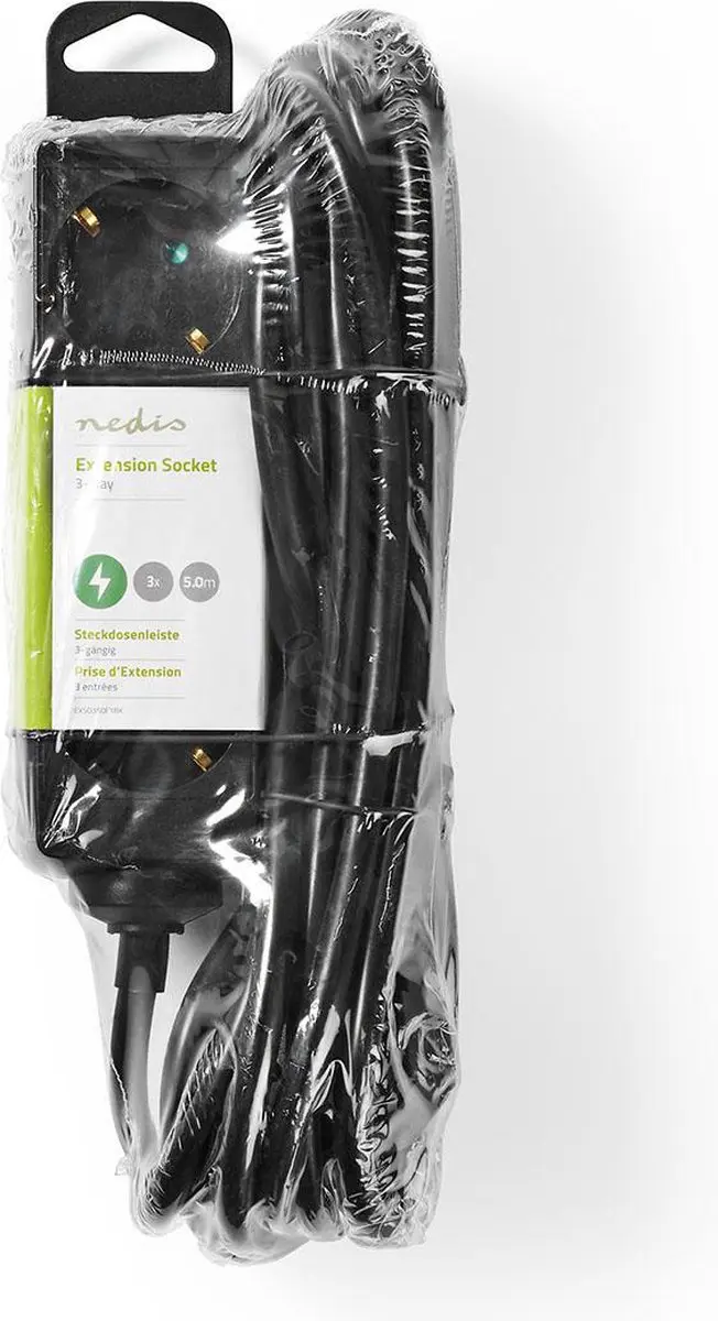 Nedis 3-voudige Stekkerdoos 5m - 3680W - Zwart - afbeelding 4 van 6
