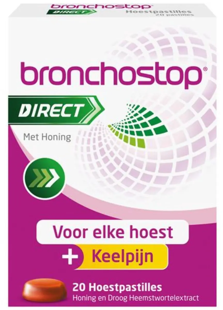 Bronchostop Direct Hoestpastilles Met Honing - 20 Stuks