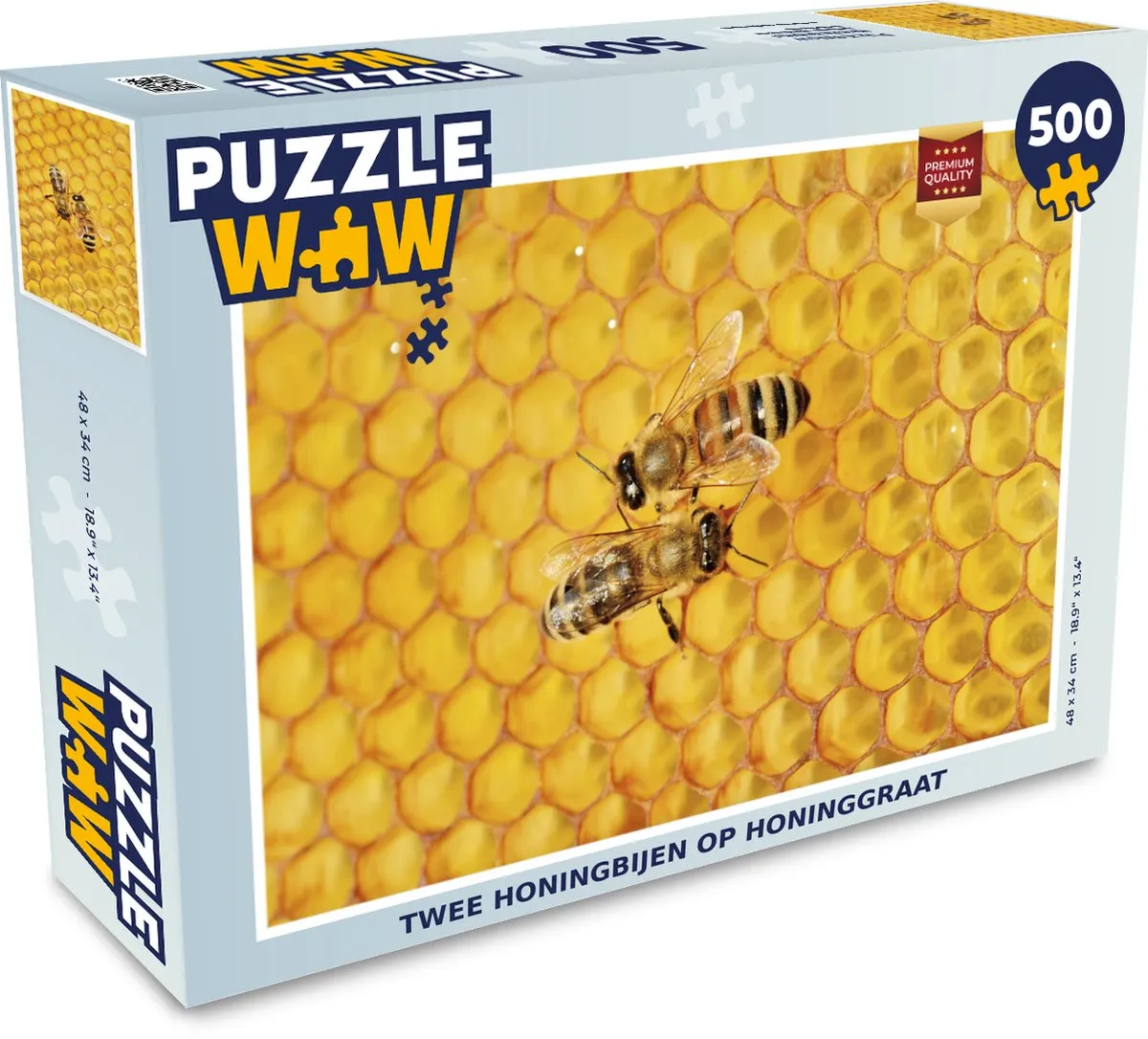 PuzzleWow Legpuzzel Twee honingbijen op honinggraat 500 Stuks - Multicolor
