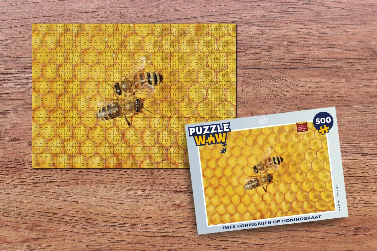 PuzzleWow Legpuzzel Twee honingbijen op honinggraat 500 Stuks - Multicolor