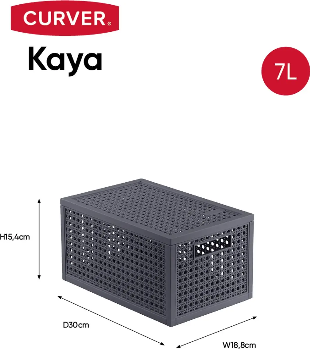 Curver Kaya Opbergmand 7L - Antraciet - afbeelding 6 van 6