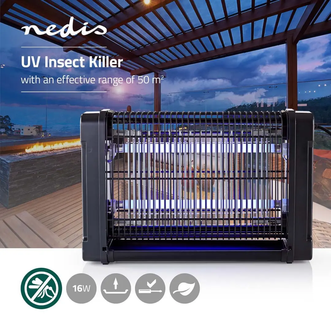 Nedis UV LED Muggenlamp 16W - Zwart - afbeelding 3 van 6