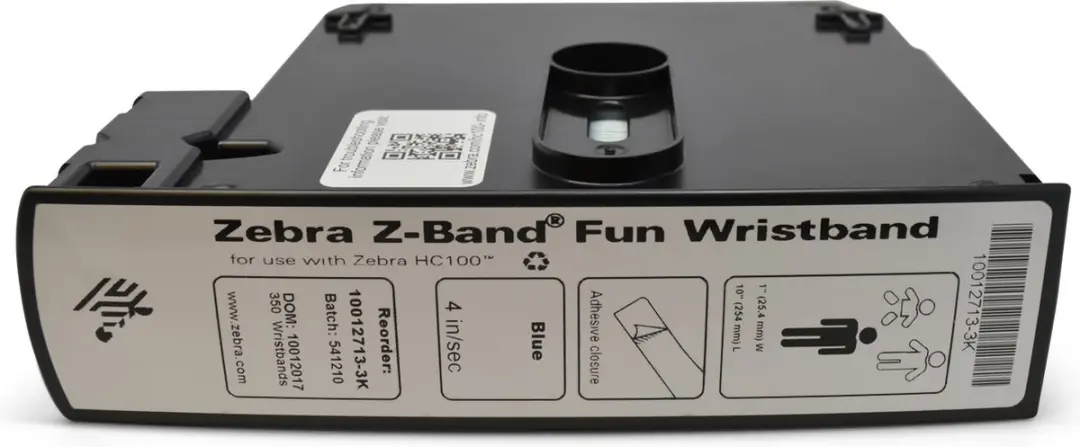 Zebra Z-Band Fun Wristband Cartridge 2.54cm x 10cm Blauw - 350 Stuks (6 Rollen) - afbeelding 2 van 3