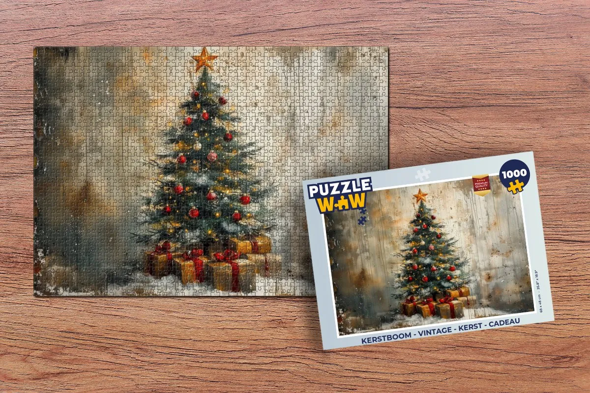 PuzzleWow Kerstboom Legpuzzel 1000 Stuks - Vintage