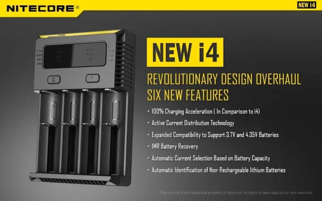 Nitecore NEW i4 Batterijlader - 4x AAA/AA/C/D - Zwart