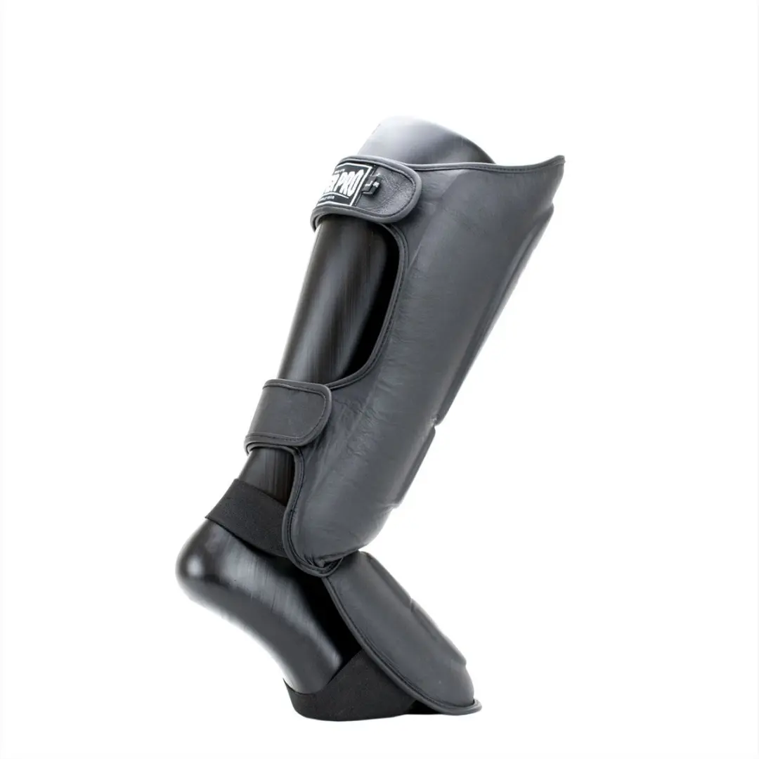 Super Pro Combat Gear Lederen Scheenbeschermers Guardian - Grijs XL - afbeelding 3 van 6