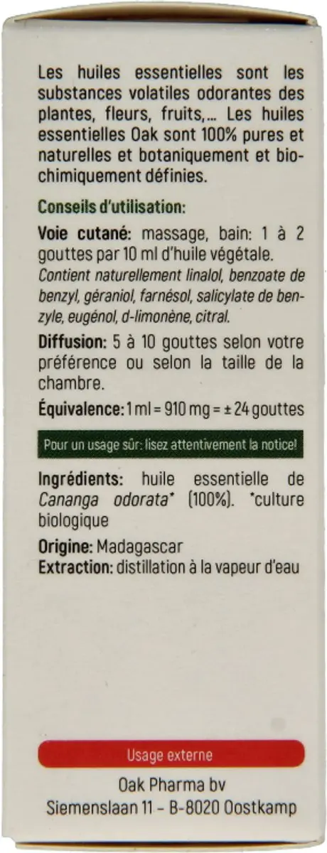 Oak Organic Ylang Ylang Totum Bio 10ml - afbeelding 3 van 6