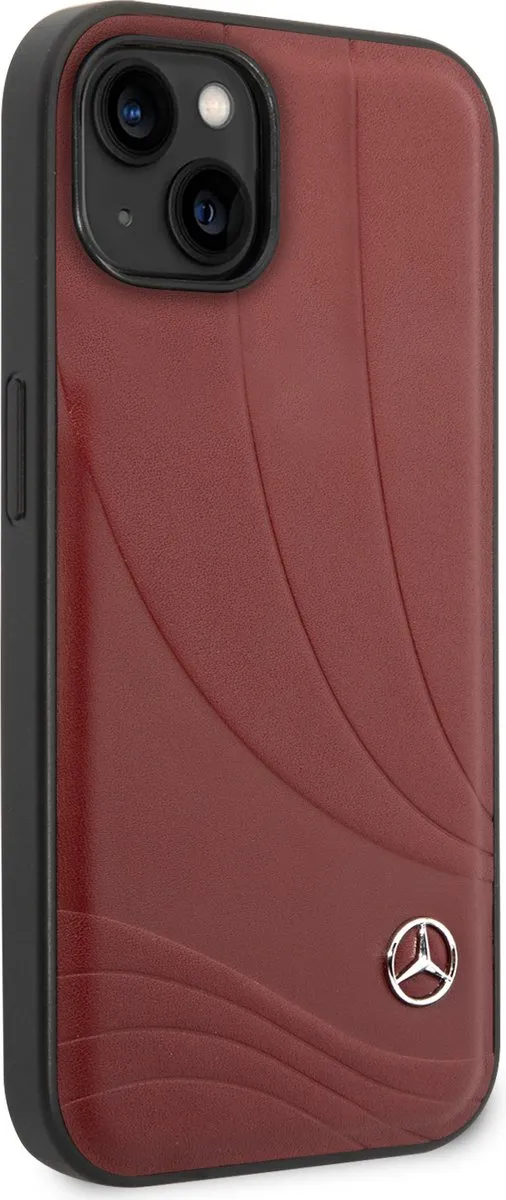 Mercedes-Benz Pu Leer Back Cover iPhone 14 Plus - Rood