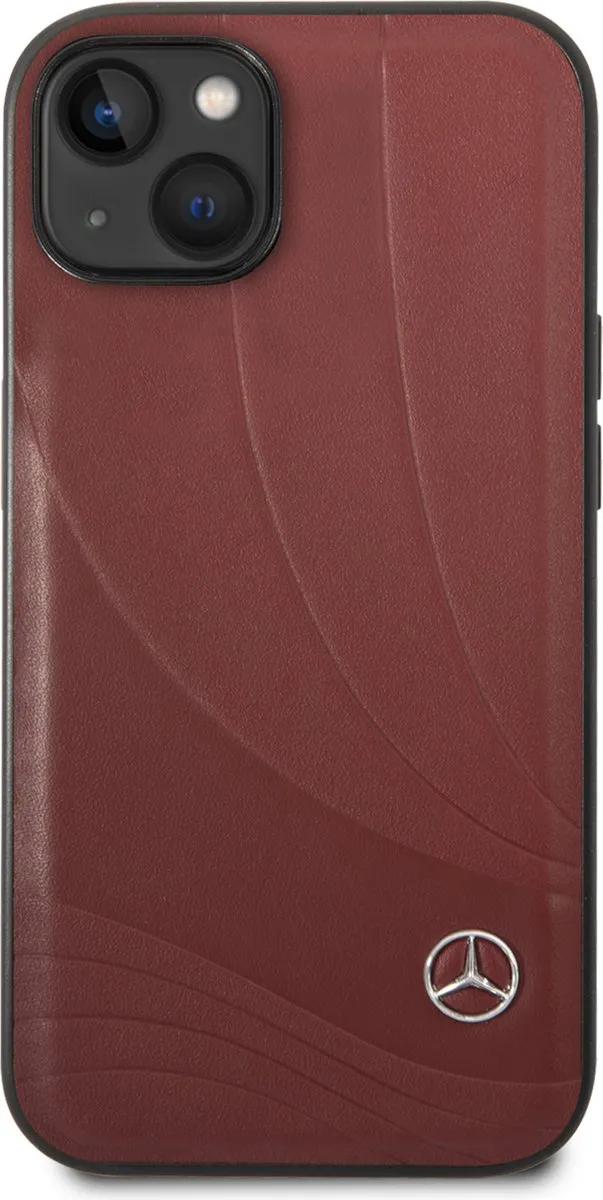 Mercedes-Benz Pu Leer Back Cover iPhone 14 Plus - Rood
