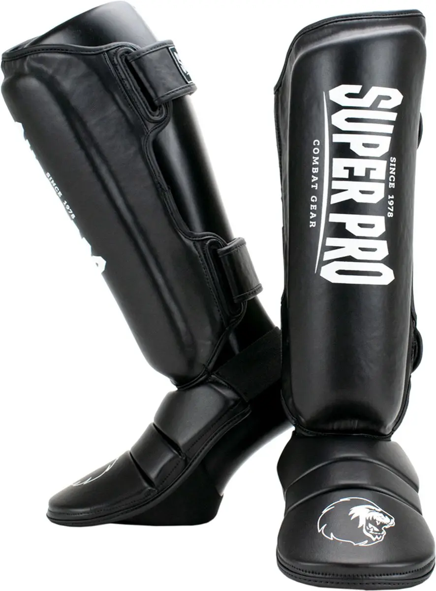 Super Pro Combat Gear Scheenbeschermers - Zwart/Wit Medium