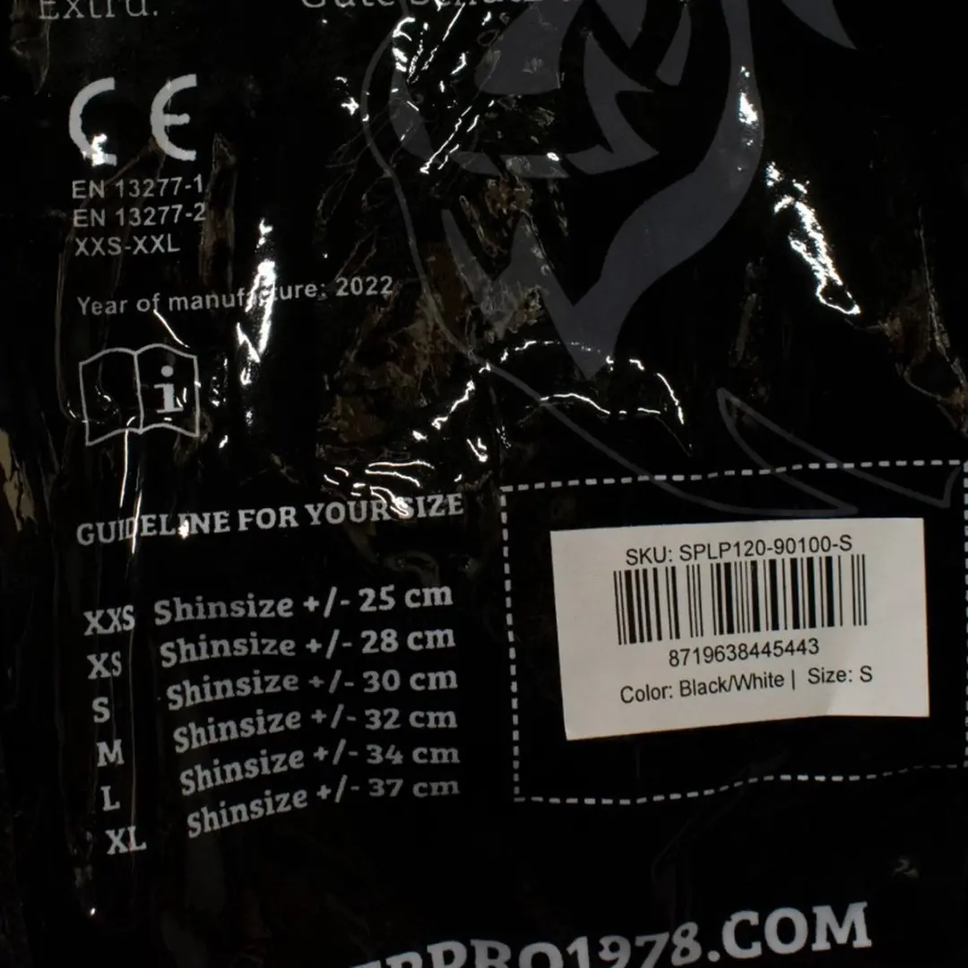 Super Pro Combat Gear Scheenbeschermers - Zwart/Wit Medium - afbeelding 4 van 5