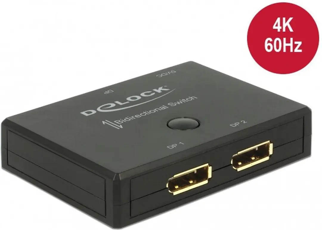 Delock DisplayPort 2-1 Schakelaar 4K 60Hz - Zwart - afbeelding 2 van 3