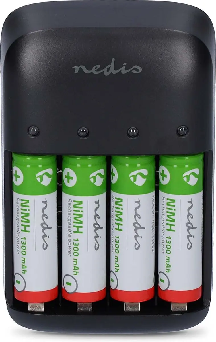 Nedis AA/AAA/NiMH-Batterijlader 4x - 0,5A - Zwart - afbeelding 3 van 6