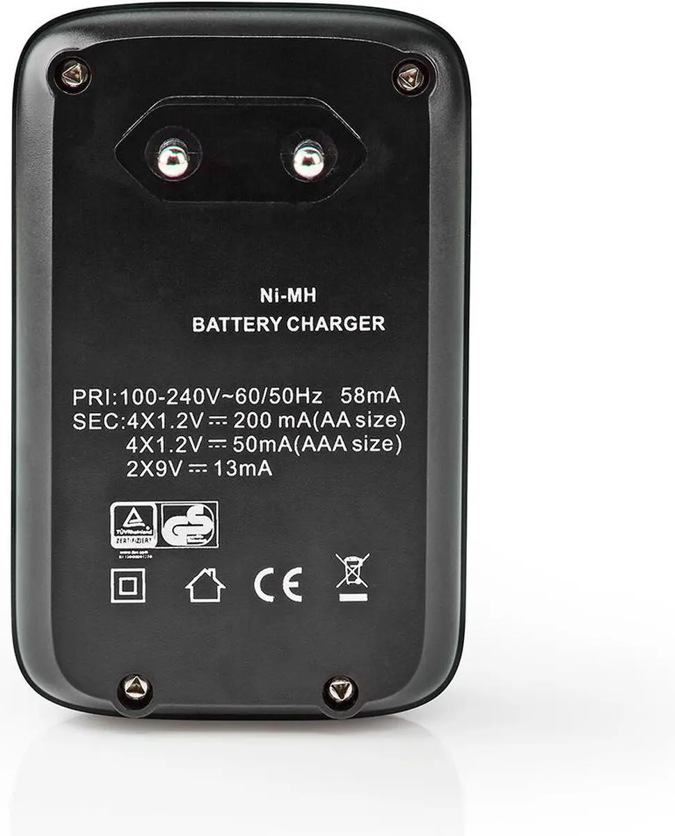 Nedis AA/AAA/NiMH-Batterijlader 4x - 0,5A - Zwart - afbeelding 6 van 6