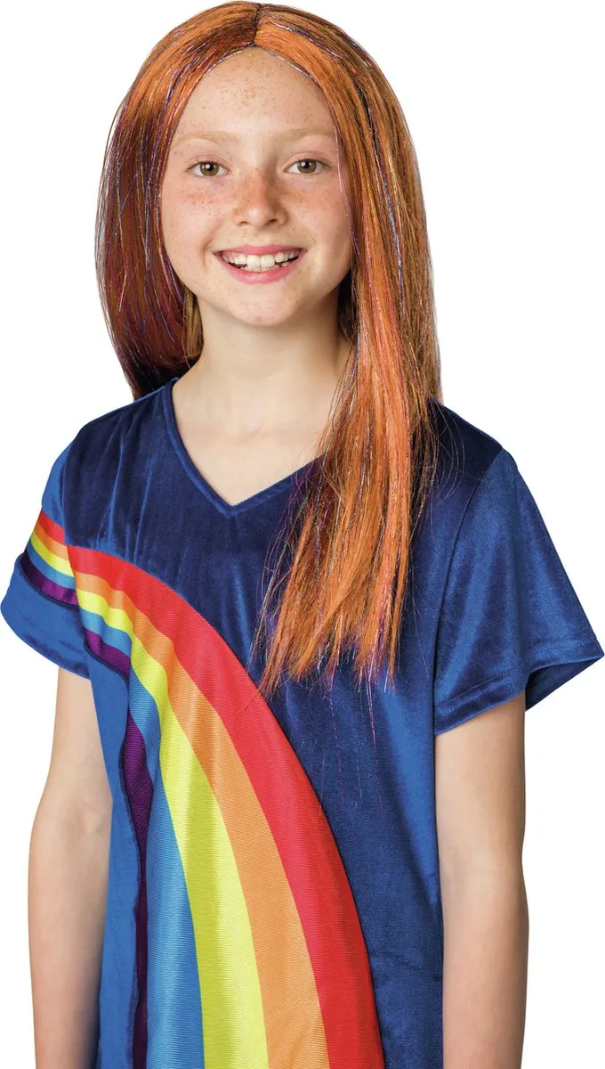 K3 verkleedaccessoire - pruik Hanne - met glitter extensions en speld