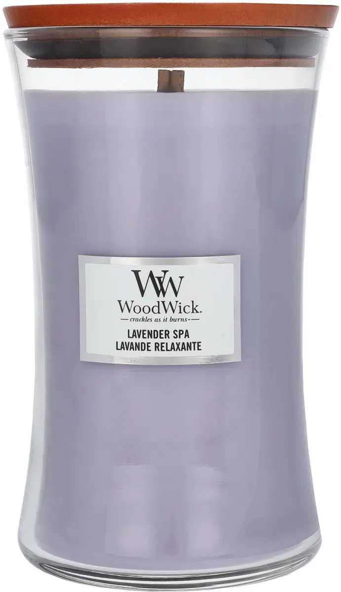 Woodwick Hourglass Geurkaars - Lavender Spa 130u - Ø19cm - afbeelding 2 van 6