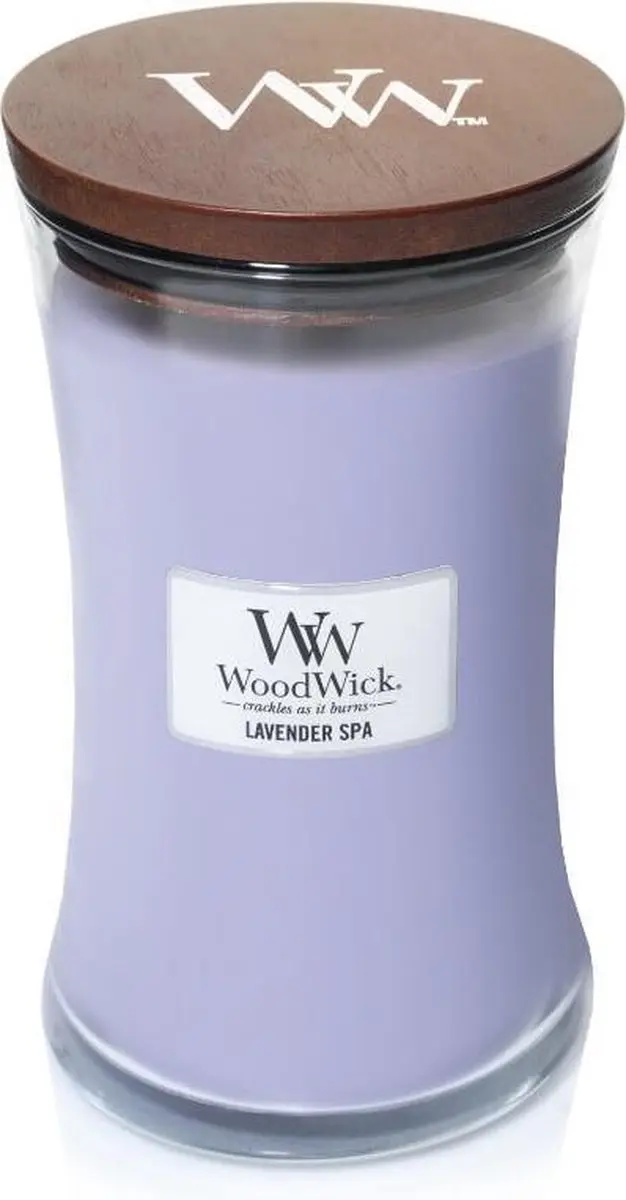 Woodwick Hourglass Geurkaars - Lavender Spa 130u - Ø19cm - afbeelding 5 van 6