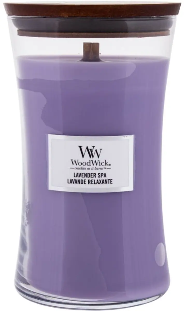 Woodwick Hourglass Geurkaars - Lavender Spa 130u - Ø19cm - afbeelding 6 van 6