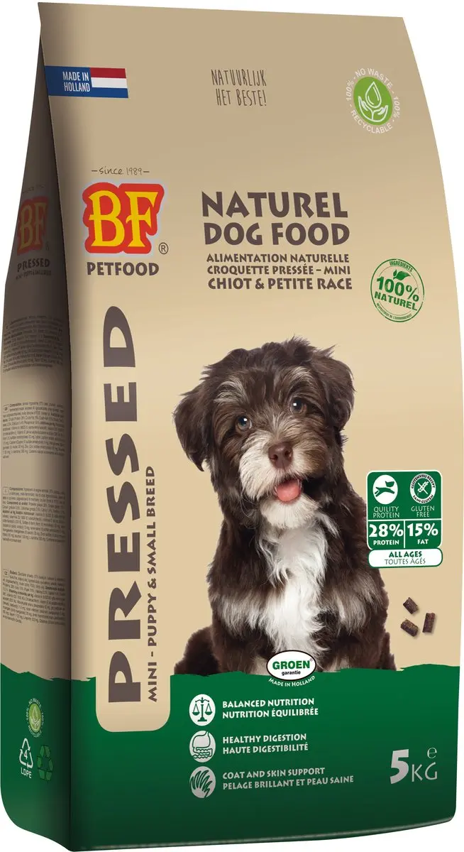 BF Petfood Biofood Geperst Puppy Kleine Rassen 5kg