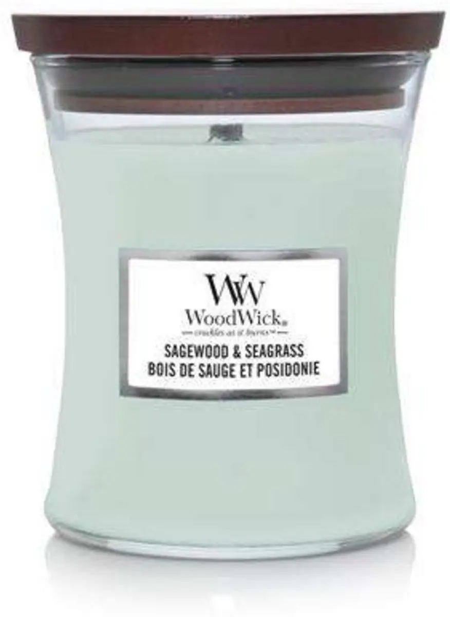 Woodwick Hourglass Geurkaars Sagewood & Seagrass - 60 Branduren - afbeelding 3 van 4