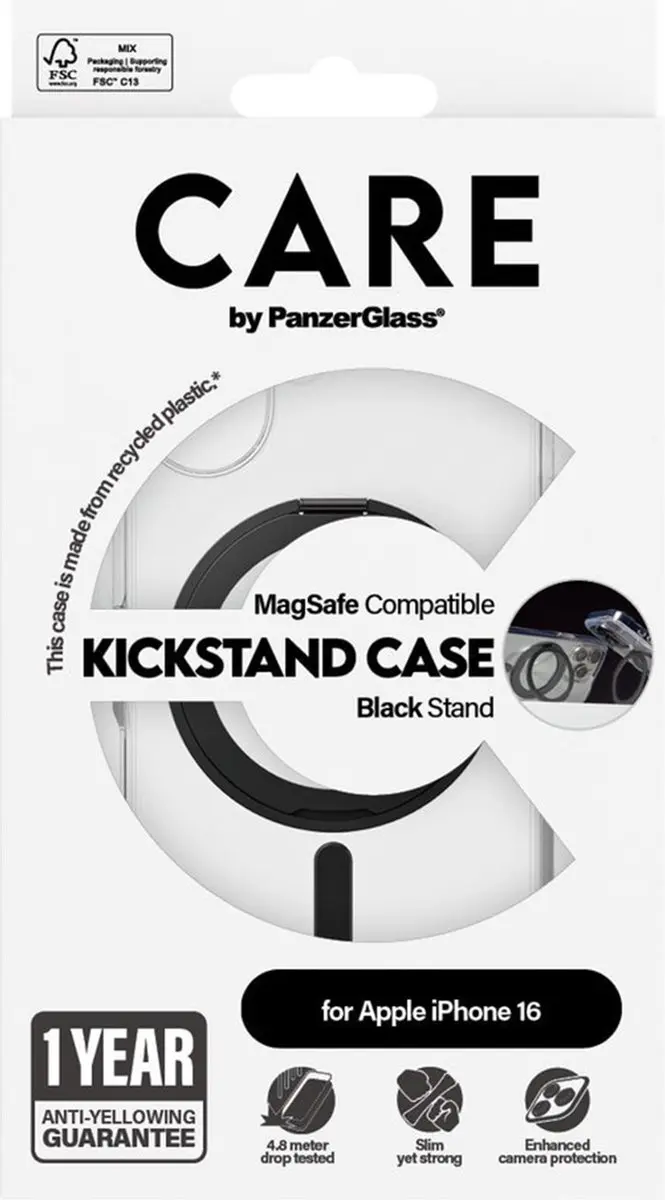PanzerGlass CARE iPhone 16 Feature Case - Transparant - 1321 - afbeelding 5 van 6