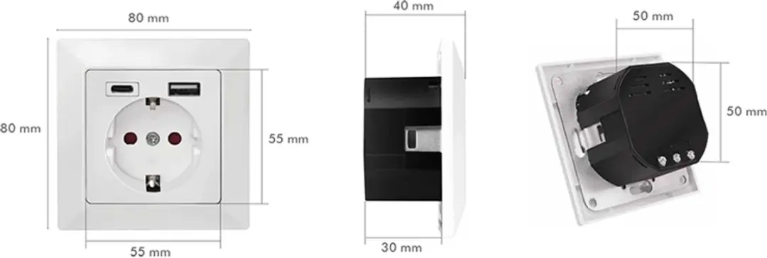 Logilink PA0262 Stopcontact onderbouw - USB-laaduitgang Wit - afbeelding 2 van 6