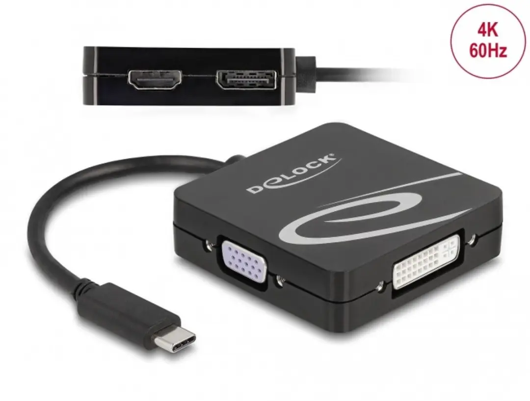 Delock USB Type-C™ adapter for a VGA, DVI, HDMI or DisplayPort monitor