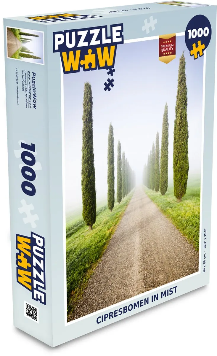 PuzzleWow Boom - Mist Toscane Cipres Legpuzzel 1000 Stuks - Multicolor