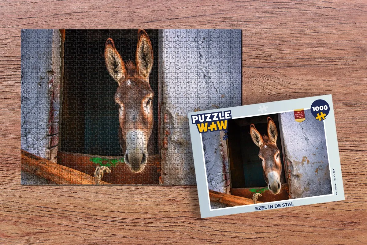 PuzzleWow Legpuzzel Ezel in de stal 1000 Stuks - Multicolor