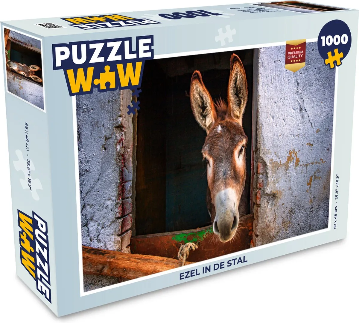 PuzzleWow Legpuzzel Ezel in de stal 1000 Stuks - Multicolor