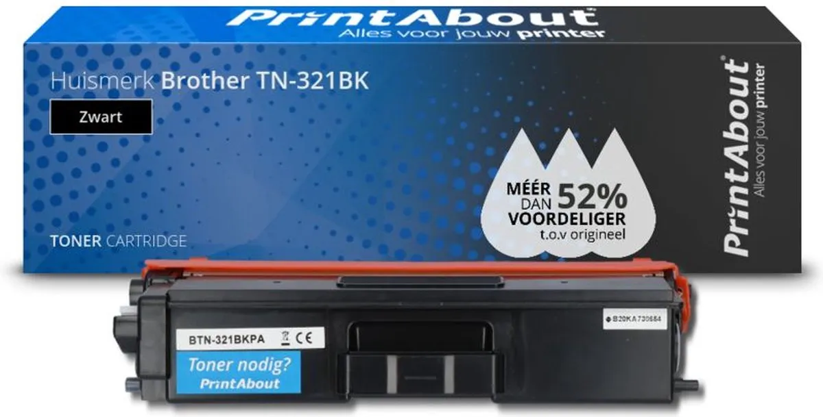 PrintAbout TN-321BK-PA Toner Zwart - 1.650 Pagina's