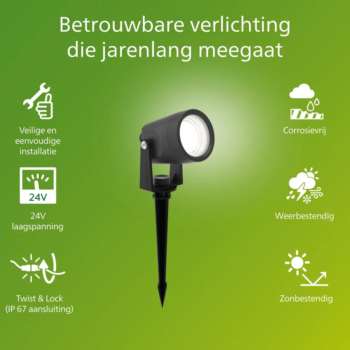 Philips Reuel GardenLink Sokkellamp 24V Warm Wit - Zwart