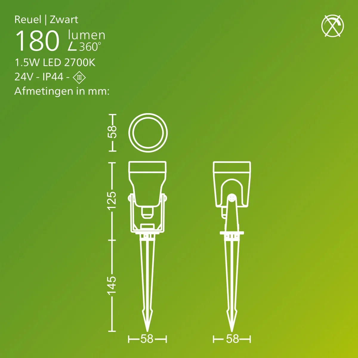 Philips Reuel GardenLink Sokkellamp 24V Warm Wit - Zwart