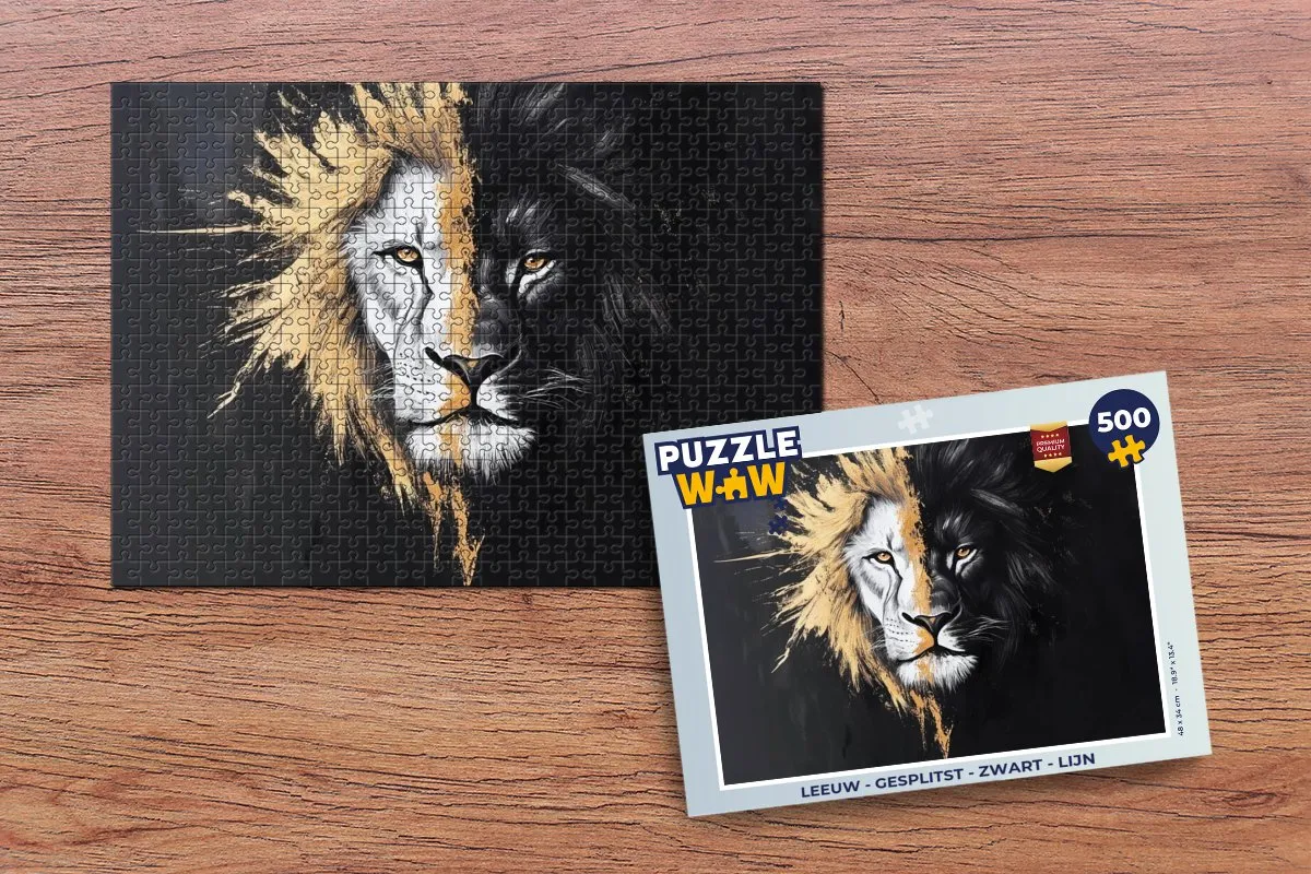 PuzzleWow Leeuw Legpuzzel 500 Stuks - Zwart