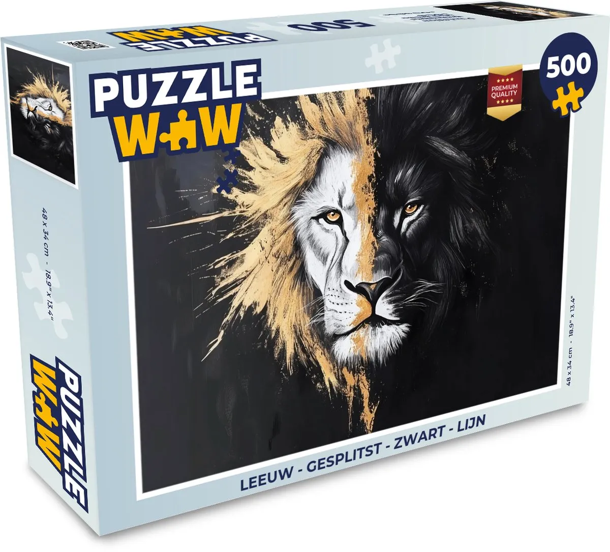 PuzzleWow Leeuw Legpuzzel 500 Stuks - Zwart