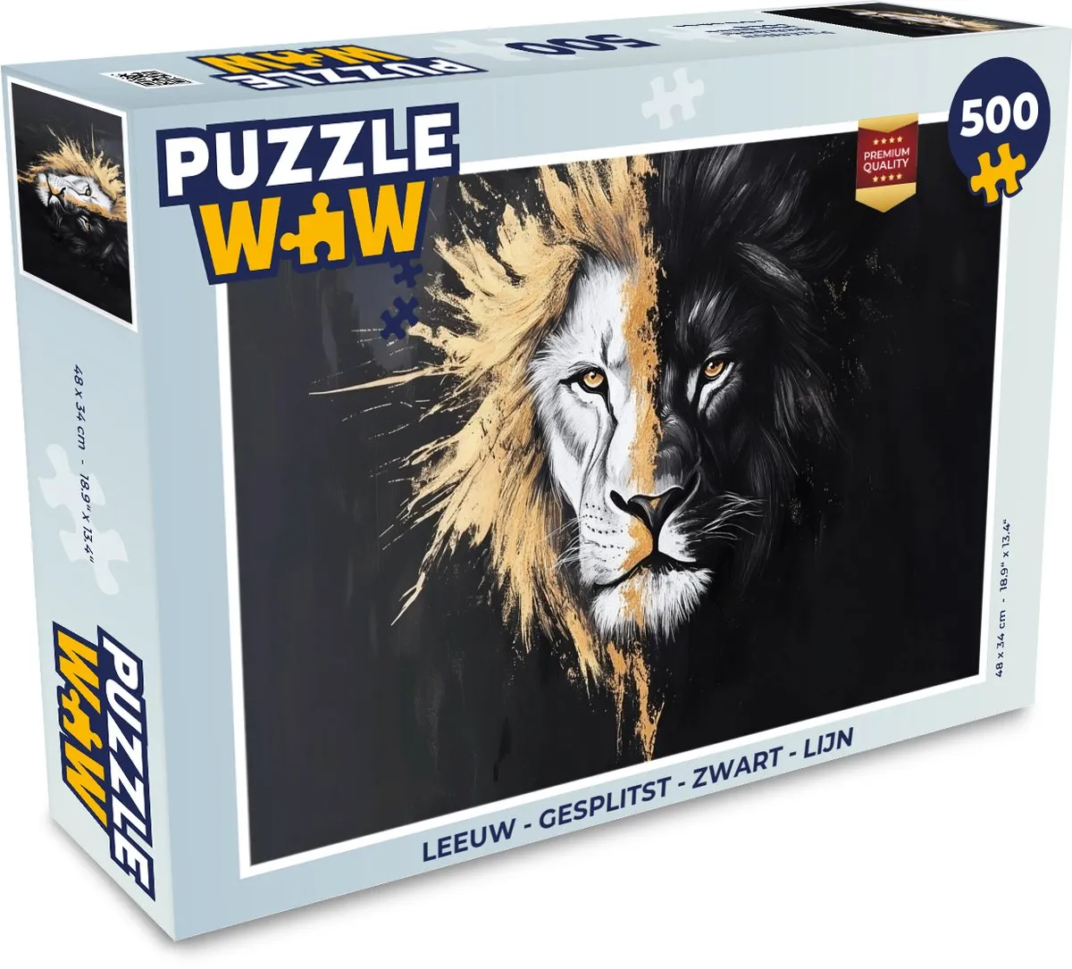 PuzzleWow Leeuw Legpuzzel 500 Stuks - Zwart