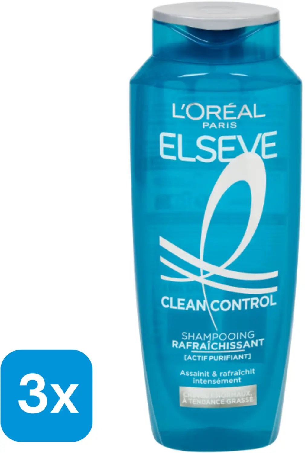 3x 300 ml L'Oréal Elvive shampoo Clean Control