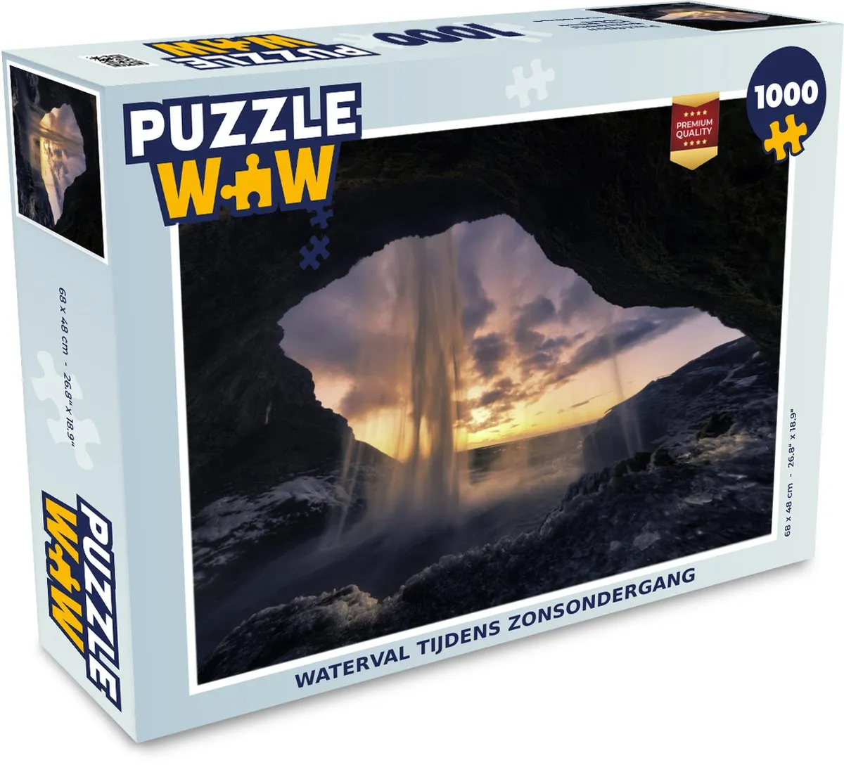 PuzzleWow Waterval Lucht Grot Legpuzzel 1000 Stuks - Multicolor