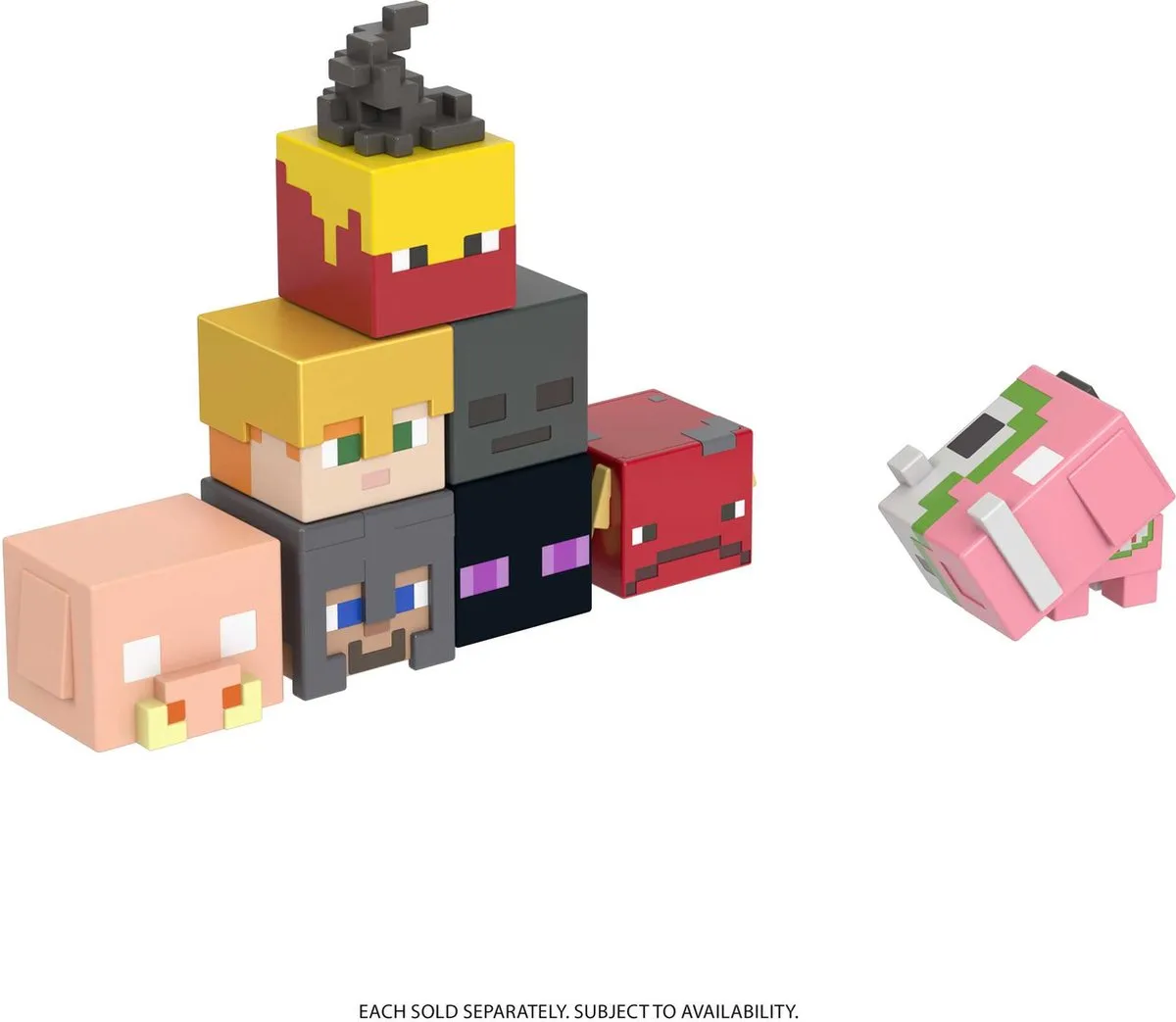 Minecraft Mob Heads Minis Speelfiguur Roze met groen