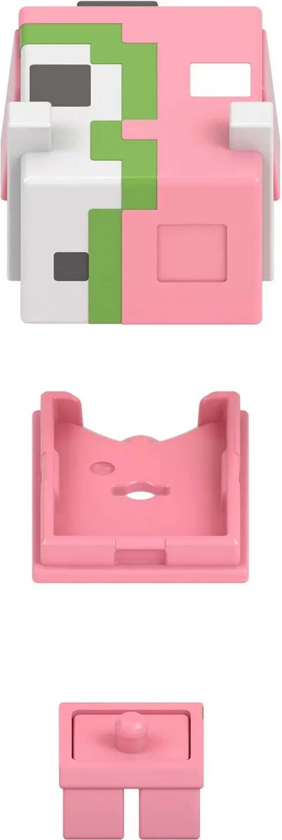 Minecraft Mob Heads Minis Speelfiguur Roze met groen