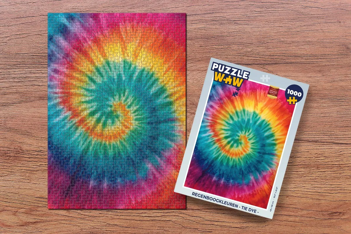 PuzzleWow Regenboogkleuren Tie Dye Legpuzzel 1000 Stuks