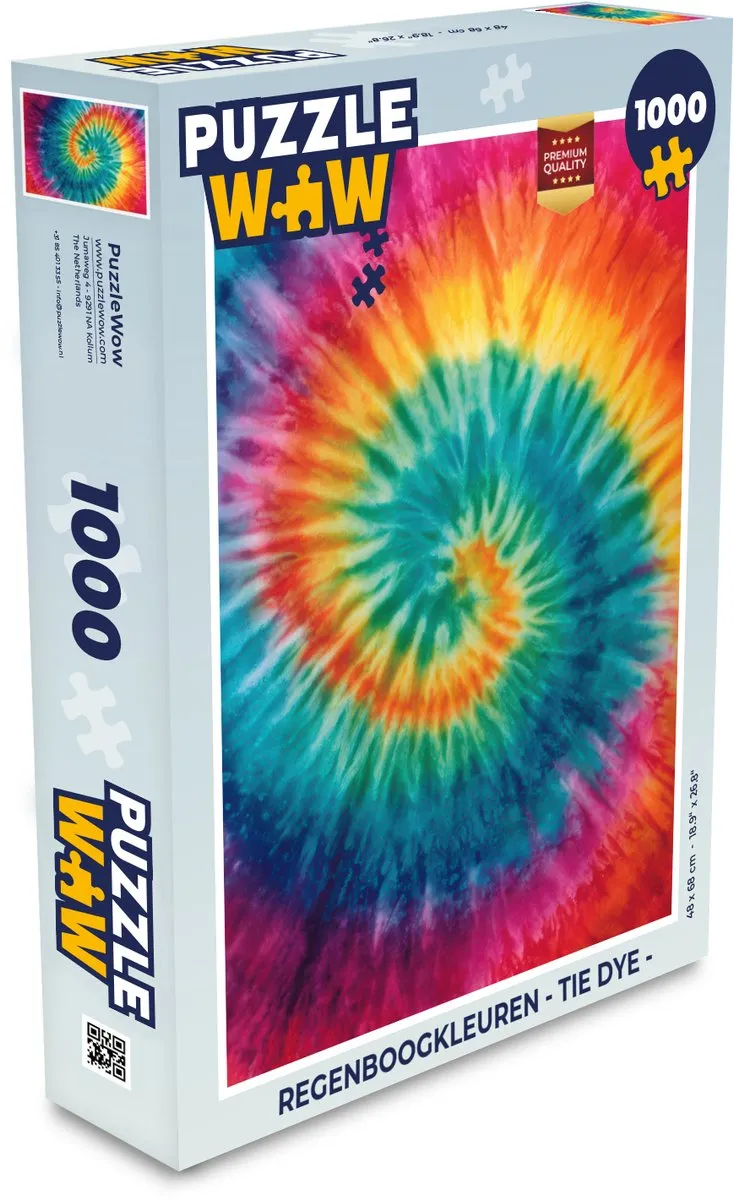 PuzzleWow Regenboogkleuren Tie Dye Legpuzzel 1000 Stuks