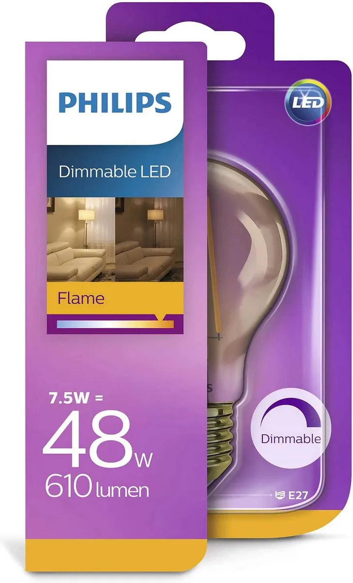 Philips LED Glas Filament Lichtbron E27 2000K Warm Wit - Goudkleurig - afbeelding 3 van 4