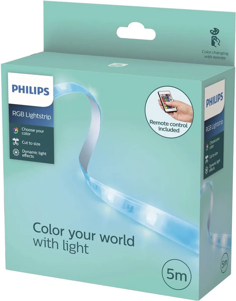 Philips LED RGB Lichtstrip 5m - Knipbaar met 3M plakstrip