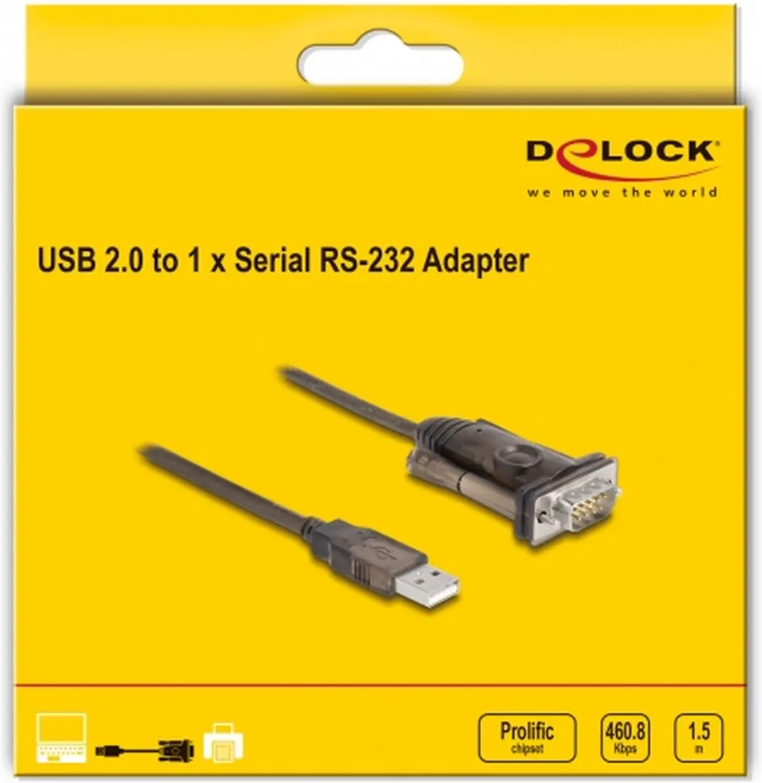 Delock USB 2.0 naar RS-232 Adapter 9-pin M - 1.5m - Zwart - afbeelding 4 van 4