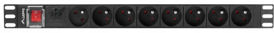 Lanberg PDU-08E-0200-BK Stroomverdeler Rack 1U - 8x Stopcontacten 16A - 2m - afbeelding 3 van 6
