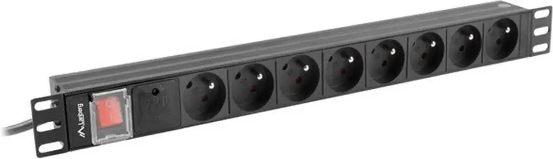 Lanberg PDU-08E-0200-BK Stroomverdeler Rack 1U